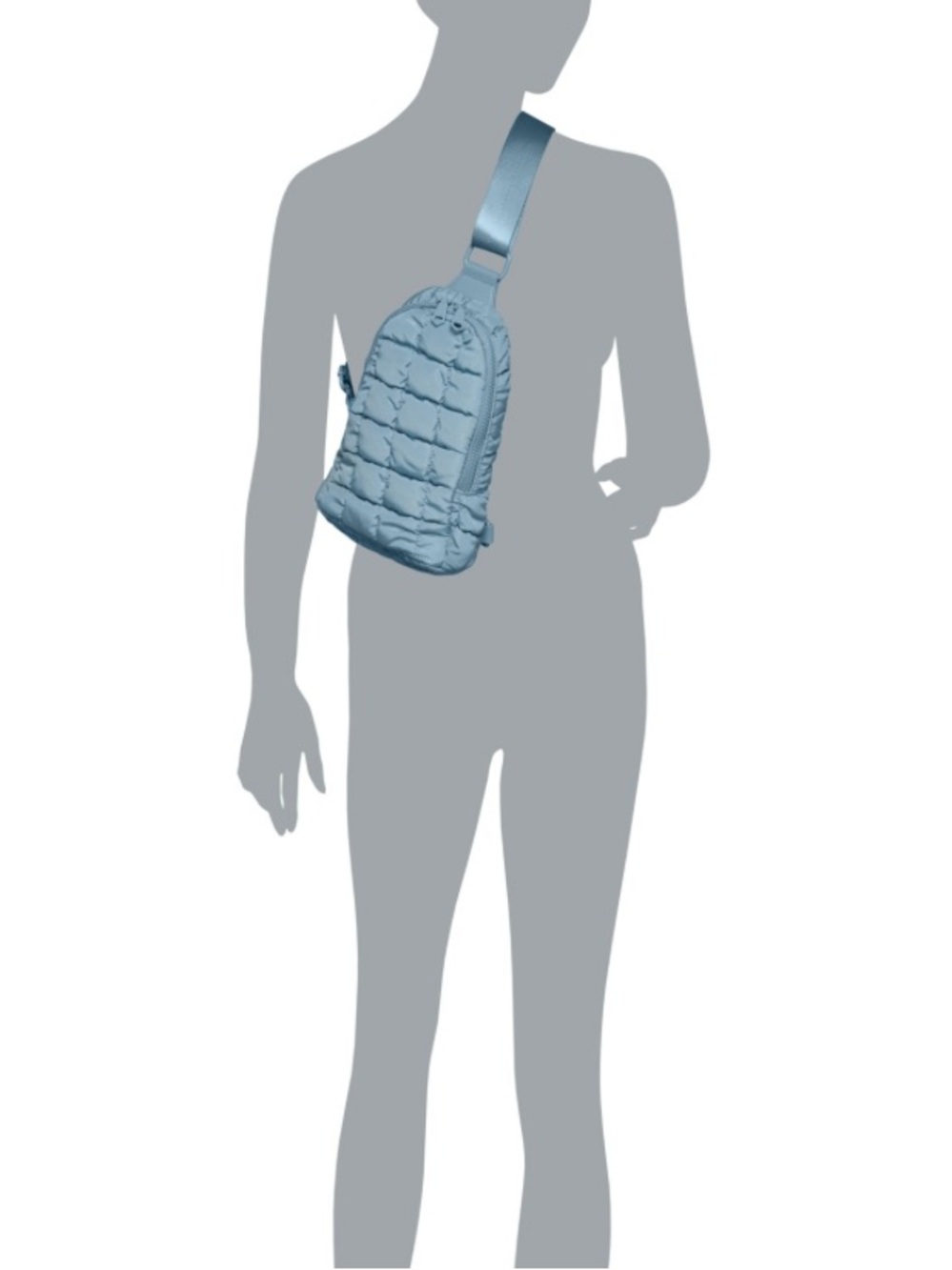 Light Blue Quilted Sling Bag for Men - Picture 3 of 4